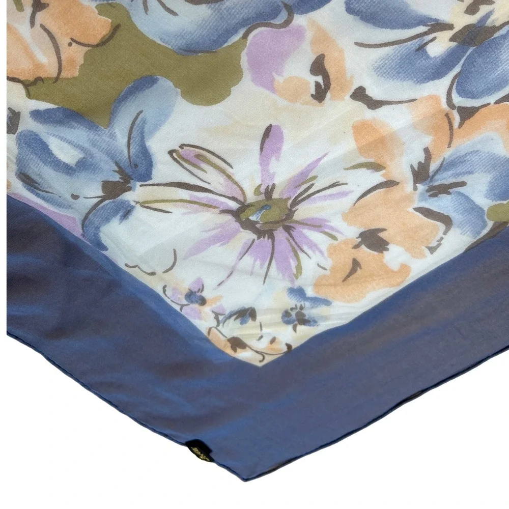 Forele 100%‎ Silk Scarf Lightweight Sheer Blue Purple Peach